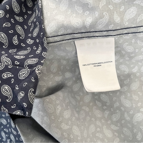 Lands' End Traditional Fit Shirt Men's Size L Blue Paisley Cotton Short Sleeve - Picture 5 of 6